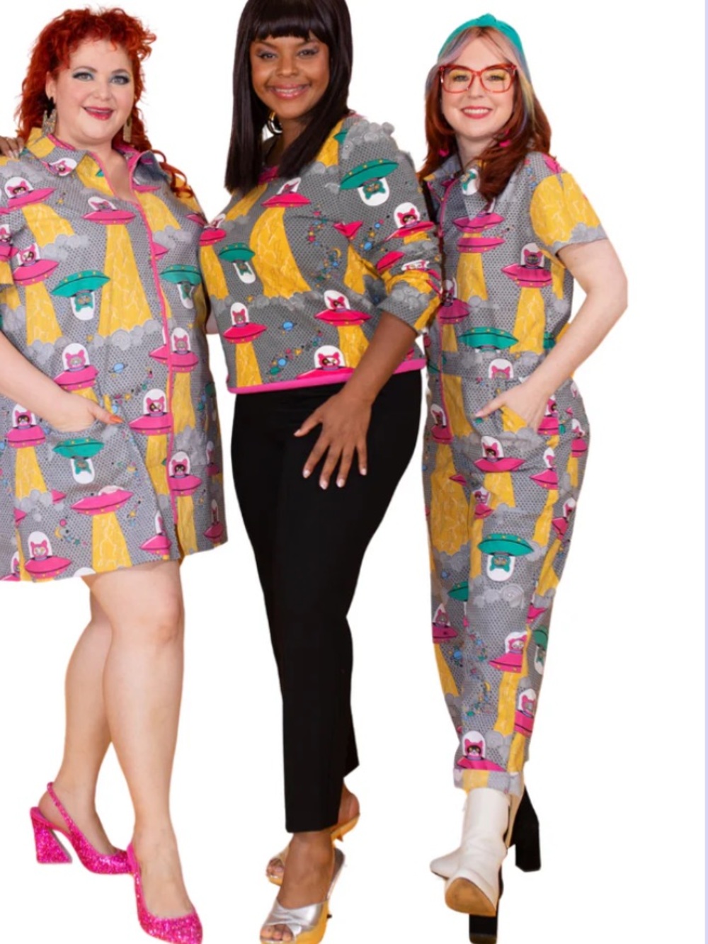 NWOT Blue Platypus Clothing Cats In Space Jumpsuit In Asteroid Field SizeXS - Picture 3 of 14